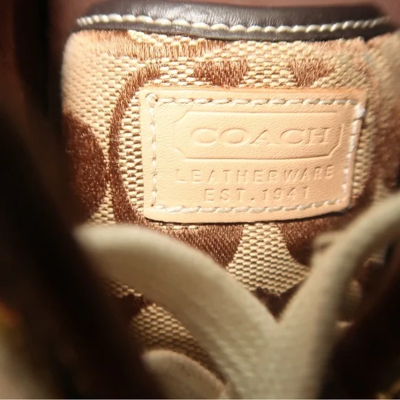 Coach-Barrett-Monogram-Tan/Brown-Lace-Up-Sneakers-Shoes-Women's Size 8 - Picture 5 of 5